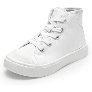 DREAM PAIRS Kids Sneakers Little Boys Girls High Top Canvas Shoes LilLegends CourtStar Casual Walking Shoes(White)