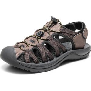 DREAM PAIRS Men’s 160912-M-NEW Adventurous Summer Outdoor Sandals(Dark Brown/Black)