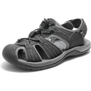 DREAM PAIRS Men’s Support Sandals: Athletic, Outdoor, Quick-Dry Mesh, Closed Toe, Lightweight, Comfortable Water Shoes(Black/Dark Grey)