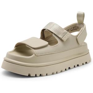 DREAM PAIRS Platform Sandals for Women Chunky Open Toe Dress Walking Comfortable Flat Sandals for Summer(Beige)