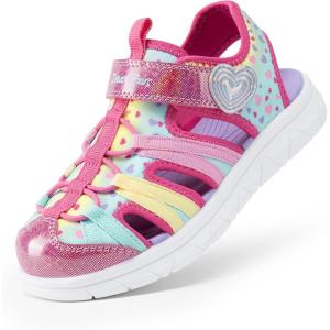 DREAM PAIRS Toddler Boys Girls Sport Sandals Cute Breathable Lightweight Outdoor Play Casual Closed Toe Hook and Loop for Toddlers & Little Kids(Pink)