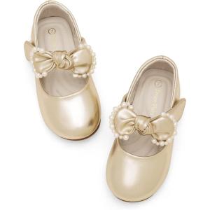 DREAM PAIRS Toddler Flower Girl Dress Shoes Little Girls Mary Janes Ballet Flats Ballerina Shoes Wedding Party(Gold)