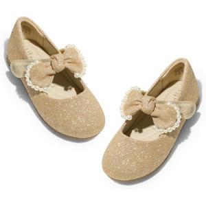 DREAM PAIRS Toddler Flower Girl Dress Shoes Little Girls Mary Janes Ballet Flats Ballerina Shoes Wedding Party(Gold/Glitter)