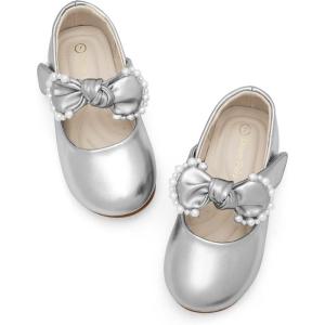 DREAM PAIRS Toddler Flower Girl Dress Shoes Little Girls Mary Janes Ballet Flats Ballerina Shoes Wedding Party(Sliver)