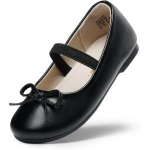 DREAM PAIRS Toddler Girls Dress Shoes Party Wedding Flower Girl Ballet Flats(Black/Pu)