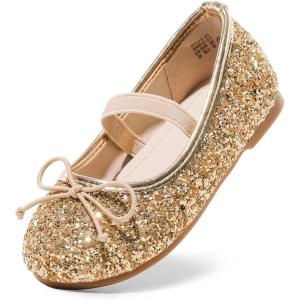 DREAM PAIRS Toddler Girls Dress Shoes Party Wedding Flower Girl Ballet Flats(Gold)