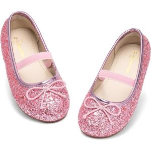DREAM PAIRS Toddler Girls Dress Shoes Party Wedding Flower Girl Ballet Flats(Pink)