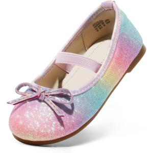 DREAM PAIRS Toddler Girls Dress Shoes Party Wedding Flower Girl Ballet Flats(Rainbow)
