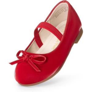 DREAM PAIRS Toddler Girls Dress Shoes Party Wedding Flower Girl Ballet Flats(Red-pu)