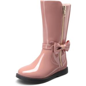 DREAM PAIRS Toddler Girls Mid Calf Boots Side Zipper Riding Shoes(Pink/Pat)