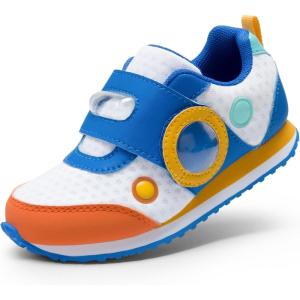 DREAM PAIRS Toddler Shoes Boys Girls Sneakers Kids Tennis Running Shoes Storybook Lightweight Hook and Loop Casual Walking Shoes(White/Blue)