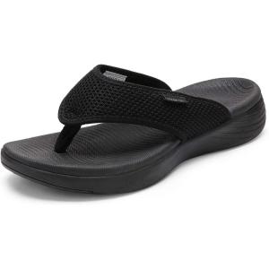 DREAM PAIRS Women’s Arch Support Soft Cushion Flip Flops Thong Sandals(Black)