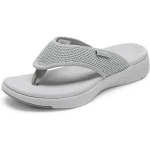 DREAM PAIRS Women’s Arch Support Soft Cushion Flip Flops Thong Sandals(Grey)