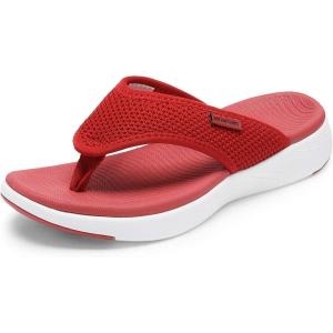 DREAM PAIRS Women’s Arch Support Soft Cushion Flip Flops Thong Sandals(Red)