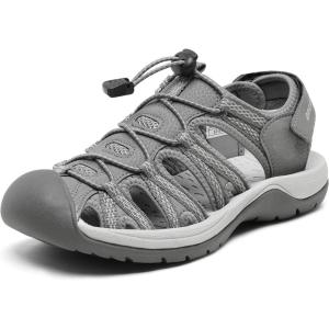 DREAM PAIRS Womens Closed Toe Hiking Summer Outdoor Sport Athletic Sandals(Grey)