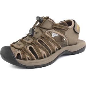 DREAM PAIRS Womens Closed Toe Hiking Summer Outdoor Sport Athletic Sandals(Khaki/Yellow)