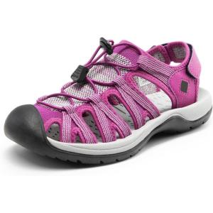 DREAM PAIRS Womens Closed Toe Hiking Summer Outdoor Sport Athletic Sandals(Purple-knit)