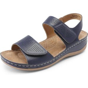 DREAM PAIRS Women’s Comfortable Dressy Flats Sandals Open Toe One Band Casual Walking Sandals for Summer(Navy)
