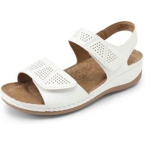 DREAM PAIRS Women’s Comfortable Dressy Flats Sandals Open Toe One Band Casual Walking Sandals for Summer(White)
