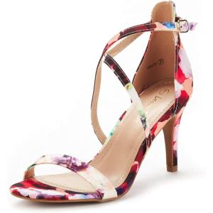DREAM PAIRS Women’s DOLCE Fashion Stilettos Open Toe Pump Heel Sandals(Floral)