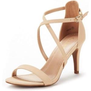 DREAM PAIRS Women’s DOLCE Fashion Stilettos Open Toe Pump Heel Sandals(Nude Nubuck)