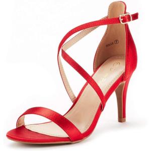DREAM PAIRS Women’s DOLCE Fashion Stilettos Open Toe Pump Heel Sandals(Red)