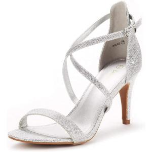 DREAM PAIRS Women’s DOLCE Fashion Stilettos Open Toe Pump Heel Sandals(Silver Glitter)