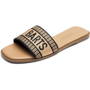 DREAM PAIRS Women’s Flat Sandals Slip On Slides Sandals Square Open Toe Jacquard Braided Fashion Slides Casual Beach Slippers for Summer(Black/Brown-knit)