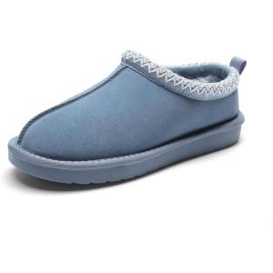 DREAM PAIRS Women’s Fuzzy Cozy Slippers Genuine Suede Indoor Outdoor Fluffy Home Comfy Winter Slip On Cute Warm Memory Foam Furry Shoes FuzzyEasy(Dark Blue)