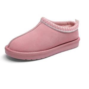 DREAM PAIRS Women’s Fuzzy Cozy Slippers Genuine Suede Indoor Outdoor Fluffy Home Comfy Winter Slip On Cute Warm Memory Foam Furry Shoes FuzzyEasy(Pink)