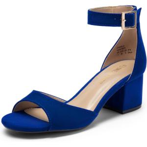 DREAM PAIRS Women’s Heeled Sandals, Chunky Heels, Open Toe Heels, Dressy Pumps Sandals(Royal Blue)