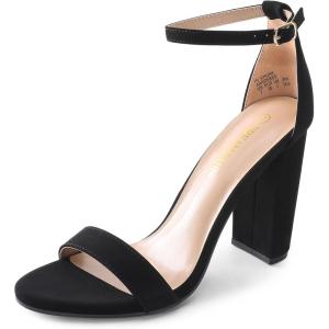 DREAM PAIRS Women’s Hi-Chunk High Heel Pump Sandals(Black/Nubuck)
