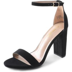 DREAM PAIRS Women’s Hi-Chunk High Heel Pump Sandals(Black/Suede)