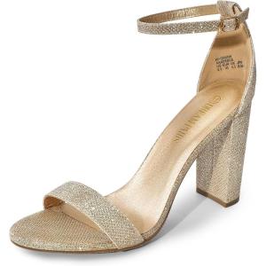 DREAM PAIRS Women’s Hi-Chunk High Heel Pump Sandals(Gold/Glitter)