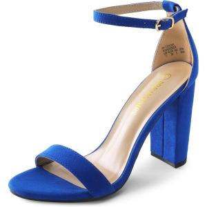 DREAM PAIRS Women’s Hi-Chunk High Heel Pump Sandals(Royal/Blue)
