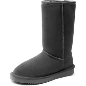 DREAM PAIRS Women’s High-top Winter Snow Boots Faux Fur Lining Pull on Warm Comfortable Outdoor Booties Shoes for Women FuzzyClassic(Grey)