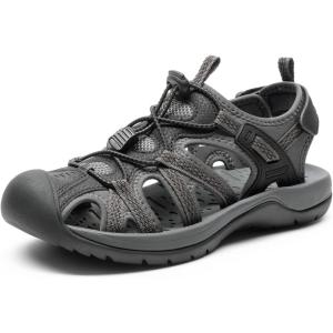 DREAM PAIRS Women’s Hiking Sandals Adventurous Summer Sports Shoes Outdoor(Black/Light Grey)