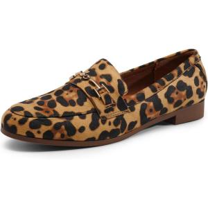 DREAM PAIRS Women’s Loafers Penny Loafers Fashion Comfortable Flats Dressy Shoes(Leopard-suede)