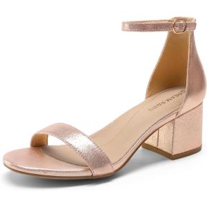 DREAM PAIRS Womens Low-Chunk Low Heel Pump Sandal(Champagne)