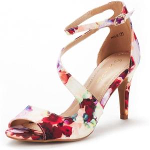 DREAM PAIRS Women’s NILE Fashion Stilettos Open Toe Pump Heel Sandals(Floral)