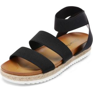 DREAM PAIRS Women’s Open Toe Ankle Strap Espadrille Flatform Platform Wedge Sandals(Black)