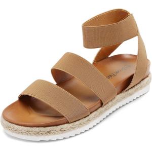 DREAM PAIRS Women’s Open Toe Ankle Strap Espadrille Flatform Platform Wedge Sandals(Camel)