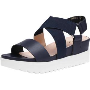 DREAM PAIRS Women’s Open Toe Ankle Strap Platform Wedge Sandals(Navy)