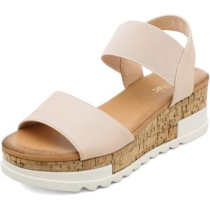 DREAM PAIRS Women’s Open Toe Casual Platform Sandals(Nude)