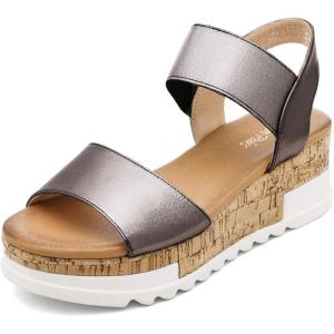 DREAM PAIRS Women’s Open Toe Casual Platform Sandals(Pewter)