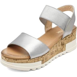 DREAM PAIRS Women’s Open Toe Casual Platform Sandals(Silver)