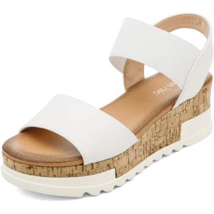 DREAM PAIRS Women’s Open Toe Casual Platform Sandals(White)