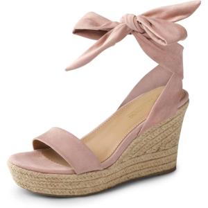 DREAM PAIRS Womens Open Toe Espadrilles Wedges Tie Lace Up Cute Ankle Strap Platform Sandals Dressy Shoes(Pink)