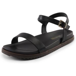 DREAM PAIRS Women’s Open Toe Flat Sandals Cute One Band Comfort Arch Support Sandals(Black)