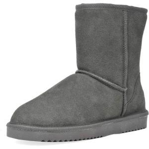 DREAM PAIRS Women’s Shorty-New Mid Calf Winter Snow Boots(Grey-classic)